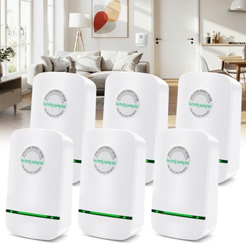 Electricity Saving Box,Stop Watt Energy Saving Device,Power Energy Saver Electricity Saving Device Save Electricity, Energy Saver Device Plug in US Plug 90V-250V 30KW，6 Pack