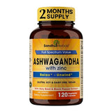 Sandhu Herbals Ashwagandha Supplement|120 Organic 4 in 1 Capsules, 2 months supply|8000mg with Zinc, Black Pepper & Holy Basil Extract|Stress Relief, Mood, Immune & Energy Support|Non-GMO,Made in USA