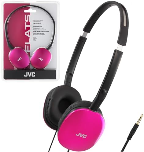 JVC Flats On-Ear Wired Headphones - Flat Foldable Design - 30mm Driver for Powerful Sound - Soft Ear-Pads for Comfort – Steel Headband - Lightweight & Portable - PC/Laptop/Gaming - 3.5mm Slim Plug
