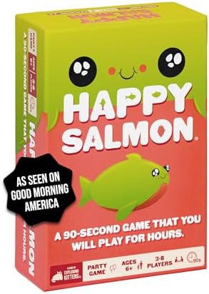 Happy Salmon by Exploding Kittens - 3-8 Players - Ages 6+ - 90 Second Rounds - Easy to Learn Quick Matching Card Game - Ideal for Party, Family Game Night, Kid and Adult