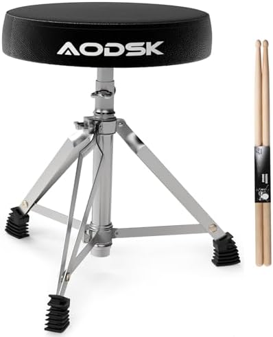 AODSK Drum Throne, Padded Foldable Seat Chair for Kids, Adults, Drummers - Black