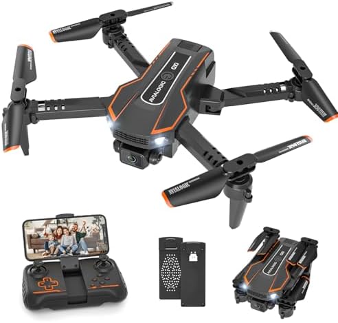 AVIALOGIC Mini Drone with Camera for Kids, Remote Control Helicopter Toys Gifts for Boys Girls, FPV RC Quadcopter with 1080P HD Live Video Camera, Altitude Hold, Gravity Control, 2 Batteries, Black