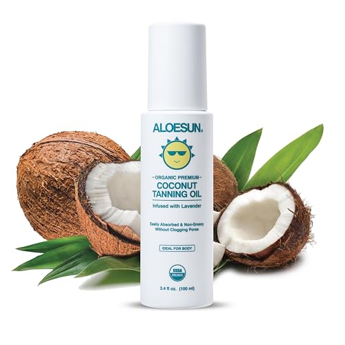 Organic Coconut Tanning Oil Spray Infused with Organic Lavender Oil | Natural Deep Tanning Accelerator | Moisturizing & Hydrating Tan | Non-Greasy | Vegan & Cruelty-Free | Travel Size 3.4 Oz