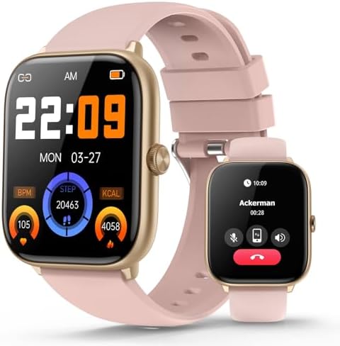Smart Watches for Women with Bluetooth Call, 2.06" AMOLED Touchscreen, 118 Sports Modes, Fitness Tracker with BP/HR Sleep Blood Oxygen Monitor, IP68 Waterproof, Compatible with iPhone and Android