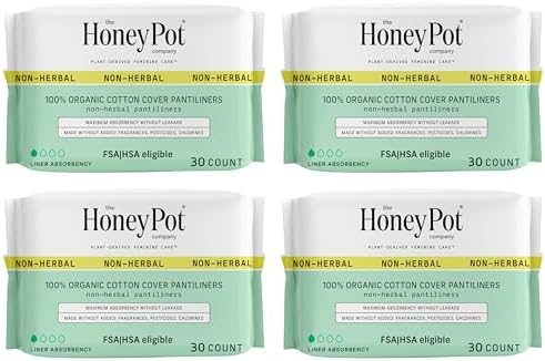 The Honey Pot Company - 120ct - Non-Herbal Everyday Panty Liners for Women - Organic Cotton Cover & Ultra-Absorbent Pulp Core - Sanitary Pads - Feminine Care - FSA & HSA Eligible