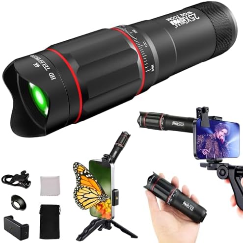 25X Monocular-Telescope High Powered for Smartphone Monoculars for Adults High Definition for Music Concert,Outdoor Hunting Wildlife Bird Watching Travel Camping Hiking