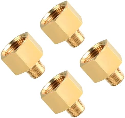SUNGATOR 4-Pack 1/2 Inch Female x 1/4 Male NPT Reducer, Brass Pipe Fitting Adapters, 1/4'' Male to 1/2'' Female NPT Reducer Adapters, Brass Pipe Extension Connectors