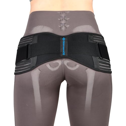 Sacroiliac SI Joint Hip Belt for Sciatica, Lower Back, Leg & Pelvic Pain Relief - Adjustable Sacroiliac Belt Support Brace for Women and Men (Black)