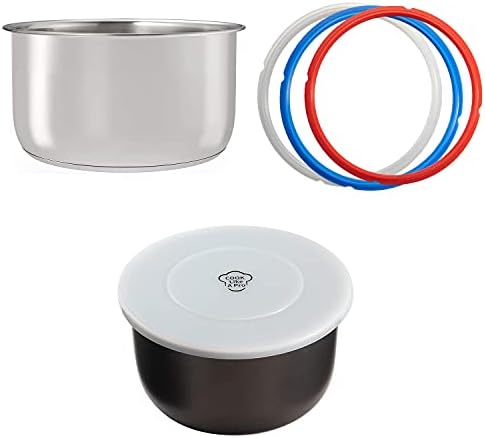 Goldlion Accessories for Ninja Foodi 6.5 Qt, Stainless Steel Inner Pot, 3 Packs Sealing Rings and Inner Pot Cover