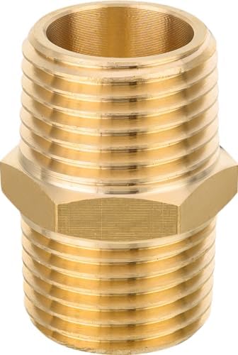 (Pack of 20) EFIELD Brass Pipe Fittings, 1/2-inch Male NPT Hex Nipple Adapter For Copper, Brass or Iron Pipe Connection
