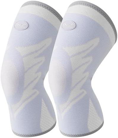 Sports Slim Knee Braces for Women - No-Slip Knee Compression Sleeve for Dance, Yoga, Knee Support for Knee Pain, Joint Pain Relief(Bright White, S, 2 Pack)