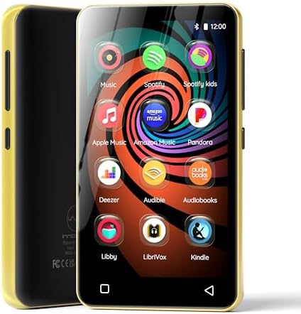 160GB MP3 Player with Bluetooth and WiFi, innioasis Music Player with Spotify,Pandora,Amazon Music,4" Touch Screen Android MP4 MP3 Player for Kids with Libby,Audible(Black_Gold)