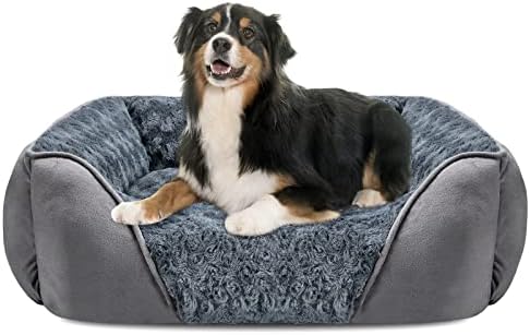 INVENHO X-Large Dog Bed for Large Medium Small Dogs, Rectangle Washable Dog Bed, Orthopedic Dog Bed, Soft Calming Sleeping Puppy Bed Durable Pet Cuddler with Anti-Slip Bottom XL(35"x25"x10")