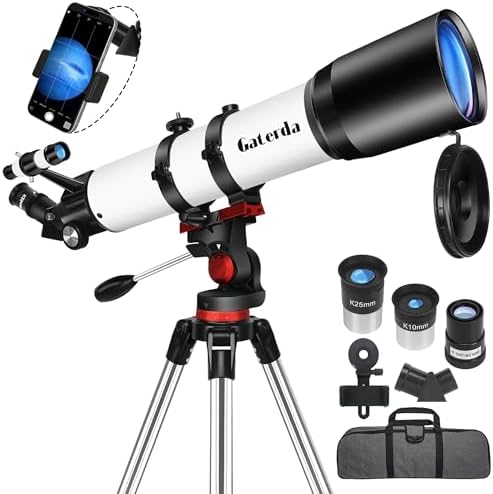 Telescope for Adults, 90mm Aperture High Powered Refractor Telescope (28X-210X), Portable Astronomical Telescope for Beginners Comes with AZ Mount, Tripod and Phone Adapter for Moon Observation