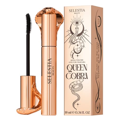 Royal Volume and Curl Mascara Queen Cobra - Enhances Natural Lashes with Dramatic Volume and Length - Smooth Application - Curling Effect (Black)