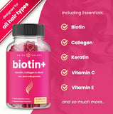 Hair Skin & Nails Gummies | Biotin with Collagen & Keratin | 5000mcg Biotin Beauty Complex | Vitamin Supplement | Berry | 120 Count for Women & Men | Healthy Hair, Radiant Skin & Strong Nails (2 Pack)