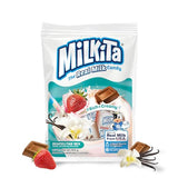 Milkita Creamy Shake Candy Bag, Gluten Free Chewy Candies with Calcium & Real Milk, Zero Trans Fat, Low-Sugar, Neapolitan Flavors (Vanilla, Strawberry, Chocolate), 30 Pcs