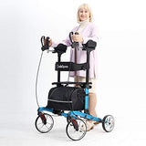 OasisSpace Heavy Duty Upright Walker for 450 lb,Bariatric Upright Walker Rollator with Wide Seat,Stand up Rollator Mobility Walking Aid for Elderly, Seniors and Adult Blue
