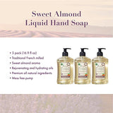 A LA MAISON Liquid Soap, Almond - Uses: Hand and Body, Triple Milled, Essential Oils, Biodegradable, Plant Based, Vegan, Cruelty-Free, Alcohol & Paraben Free (16.9 oz, 3 Pack)