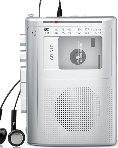 Cassette Player Recorder with Bluetooth Transmitter Walkman, Portable AM FM Cassette Player with Big Speaker, Stereo Earphone Jack, Support Microphone Recording, 2AA Battery or USB Power for Home