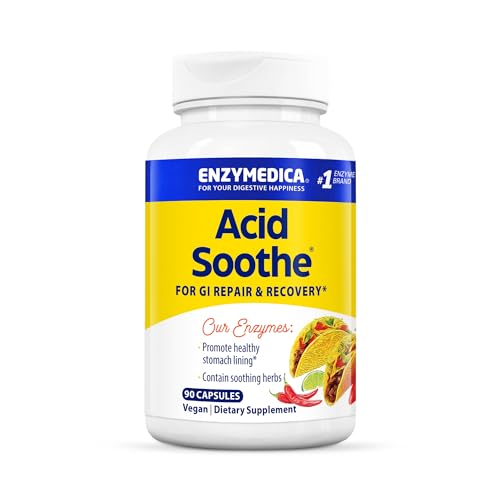 Enzymedica, Acid Soothe, Support for Occasional Heartburn, 3-in-1 Formula with Enzymes & Soothing Herbs, 90 Count