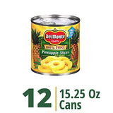 Del Monte MONTE Sliced Pineapple in 100% Juice, Canned Fruit, 12 Pack, 15.25 oz Can 15.25 Ounce (Pack of 12)