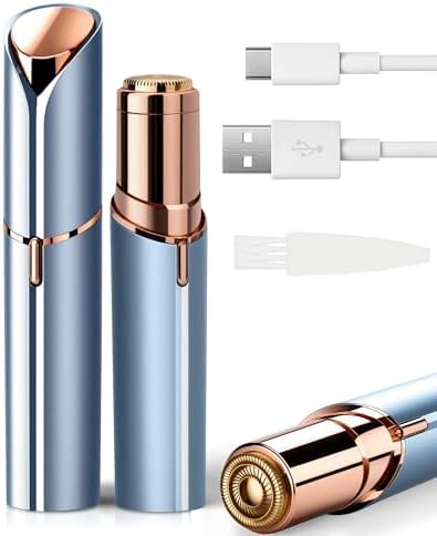 Facial Hair Removal for Women,360° Floating 2X Powerful Painless Facial Hair Remover, Lipstick-Sized, USB Rechargeable, Face Razors Shaver for Women Upper Lip,Chin,Peach Fuzz,Mustache (Blue)