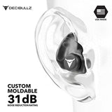 Decibullz - Custom Molded Earplugs, 31dB Highest NRR, Comfortable Hearing Protection for Shooting, Travel, Swimming, Work and Concerts (Black)