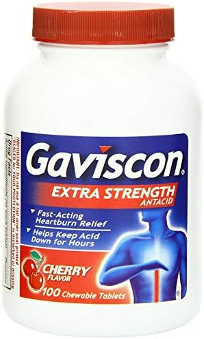Gaviscon Extra Strength Cherry Chewable Tablet For Fast-Acting Heartburn Relief, 100 Count