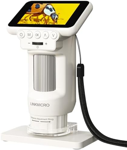 LM013 Microscope for Kids Adults, Pocket Mini Digital Microscope with 2.8" Screen, Anti-Shake Portable 120X Handheld USB Magnifier with 8 LED Lights, 1080P Video, Prepared Slides, PC View