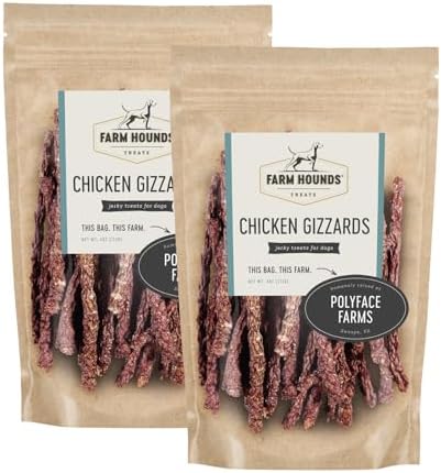 Farm Hounds - Chicken Gizzards - Premium Natural Jerky for Dogs - from 100% Humanely Raised - Break-to-Size - Great for Training & Treats - No Added Fillers - Made in USA - 4oz -2 Pack