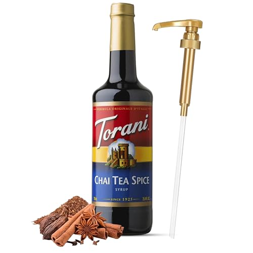 Chai Tea Syrup for Coffee 25.4 Ounces Coffee Syrups and Flavors with Jimoco Pump Syrup Dispenser