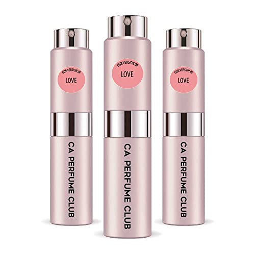 CA Perfume Impression of Love For Women Replica Version Fragrance Dupes Concentrated Long Lasting Eau de Parfum Spray Refillable Atomizer Bottle 0.27 Fl Oz-X3
