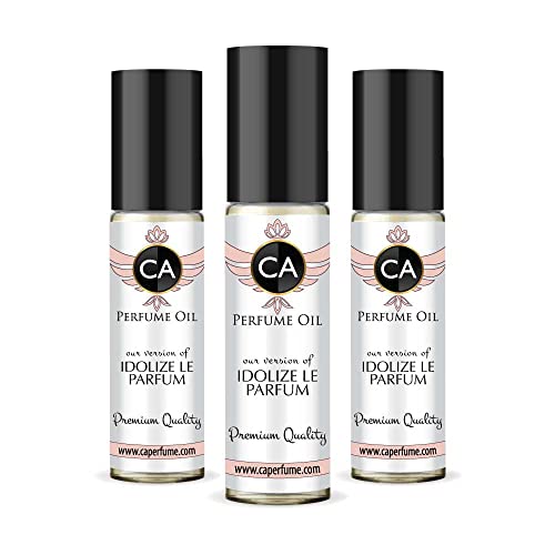 CA Perfume Impression of Idolize Le Parfum For Women Replica Fragrance Body Oil Dupes Alcohol-Free Essential Aromatherapy Sample Travel Size Concentrated Long Lasting Attar Roll-On 0.3 Fl Oz-X3