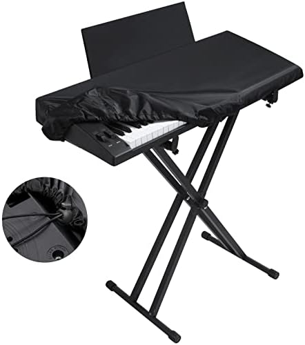 Piano Keyboard Dust Cover, Water Proof Stretchy Electric Piano Keyboard Covers for Digital Electric Pianos, Full Cover Elastic Lock Music keyboard Protector Cover (61 Keys, Black)