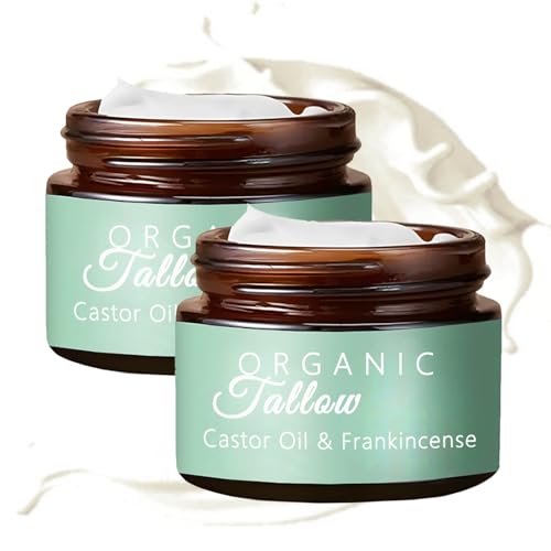 Grass-fed Beef Tallow with Frankincense Oil & Castor oil, Organic Beef Tallow Moisturizer for Skin, Tallow and Manuka Honey Balm for Face, Body (2)