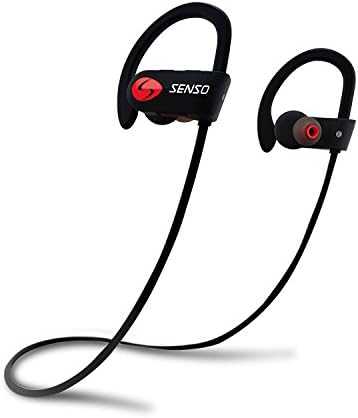 Senso Bluetooth Headphones, Best Wireless Sports Earbuds w/Mic IPX7 Waterproof HD Stereo Sweatproof Earphones for Gym Running Workout Noise Cancelling Earphones Earbuds Noise Cancelling Headsets