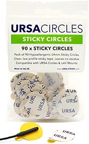 URSA Sticky Circles - Pack of 90 Hypoallergenic Sticky Circles for Lavalier Lapel Mics - 24mm Diameter - Compatible with Tascam Rode Sennheiser Zoom Lav Mics - Mic Clip - Lavalier Stickies