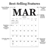 TF PUBLISHING January 2024 - December 2024 Medium Art Poster Wall Calendar | 12 Month Vertical Home or Office Desk Calendar | Monthly Portrait Grids For Appointments | Minimalist Design | 17" x 12"