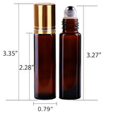 inice 24 Pack Amber Galss Roller Bottles,10ml Roll On Bottles Stainless Steel Roller Balls Metal Cap for Aromatherapy Essential Oils