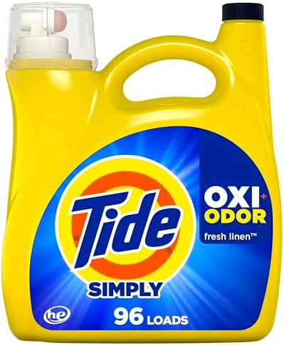 Tide Simply Oxi Boost + Odor Defense, Tough on Stains and Odors, Fresh Linen Scent, 96 Loads, 137 fl oz