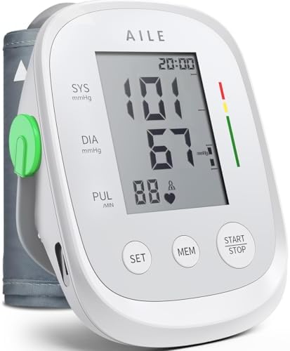 Blood Pressure Monitor,AILE blood pressure machine Upper Arm Large Cuff(8.7"-16.5"Adjustable),automatic high blood pressure cuff for home use,(BP)blood pressure monitor,2*99 memory,Easy to use/travel