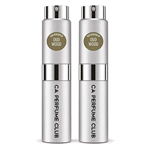 CA Perfume Impression of T. Ford Oud Wood For Men Replica Version Fragrance Dupes Concentrated Long Lasting Eau de Parfum Spray Refillable Atomizer Bottle 0.27 Fl Oz-X2