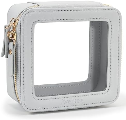 Aveniee Clear Makeup Bag Small, Mini Travel Toiletry Bag Cosmetic Bags Organizer, TSA Approved Clear Makeup Case Pouch with Zipper, Car Essentials for Women Men(Blue)