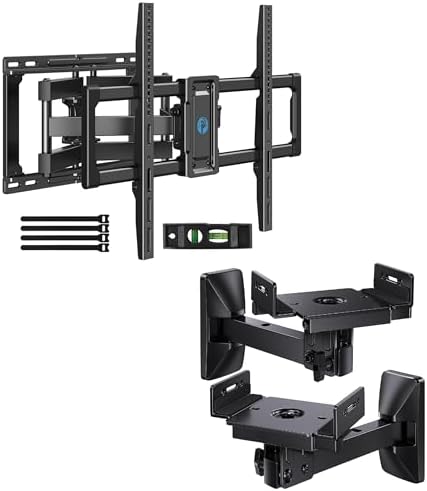 Pipishell Full Motion TV Wall Mount for 40–82 inch TVs, Max VESA 600x400mm up to 110 lbs, Fits 12″/16″ Wood Studs, PILF11,