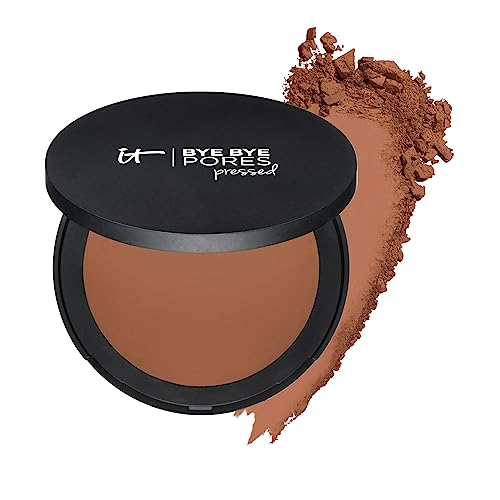 IT Cosmetics Bye Bye Pores Pressed Finishing Powder - Universal Shades - Contains Anti-Aging Peptides, Hydrolyzed Collagen & Antioxidants - 0.31 oz