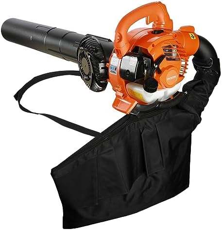 Leaf Blower & Leaf Vacuum Cordless, Blowing and Suction 2 Stroke Handheld Leaf Blower, Gas Powered Leaf Blower Dual-Purpose Cleaner with Collection Bag for Cleaning Leaf Road Snow Orange