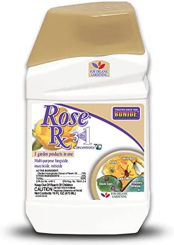 Bonide Rose Rx Multi-Purpose Fungicide, Insecticide and Miticide, 16 oz Concentrated Solution for Organic Gardening