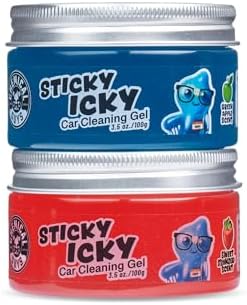 Chemical Guys Sticky Icky Car Cleaning Gel, Green Apple & Sweet Strawberry Scent - Detailing Kit, Car Dust Crevice Cleaner, Slime Auto Air Vent, Cleaning Putty for Keyboard Cleaner (2 Pack) - CJK1002