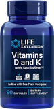 Life Extension Vitamins D and K with Sea-Iodine, 90 Capsules